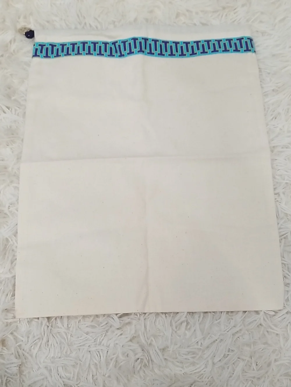 Tory Burch Cream Dust Bag with Blue Trim